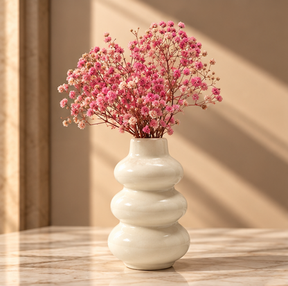Cherivo Venus Grace ceramic vase with pink dried baby breath