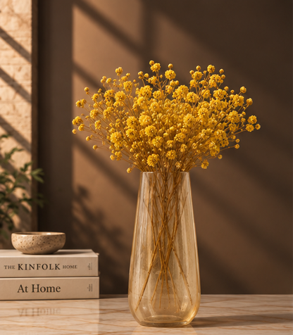 Cherivo Honeydrop vase with yellow dried baby breath