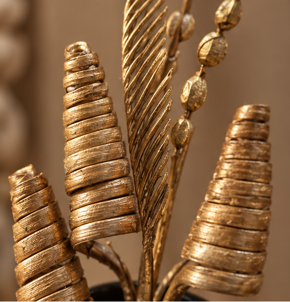 Close-up of Cherivo bubble stack vase black finish