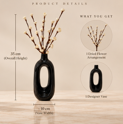 Cherivo Bloom Oval vase with dried flowers side view