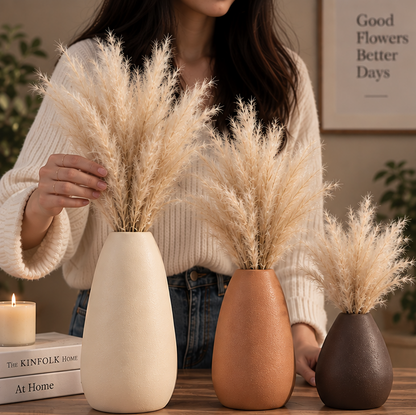 Cherivo Earthtone vase trio individual vases displayed separately