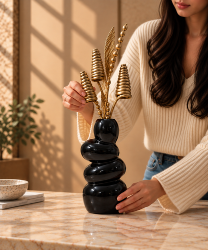 Cherivo bubble stack vase with dried stems side view