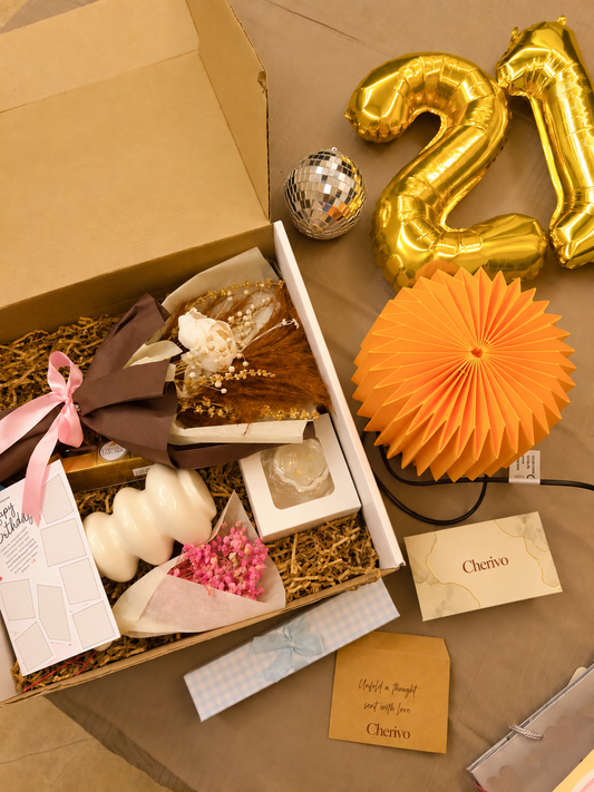 Birthday Gift Hamper for Her with Dried Flowers