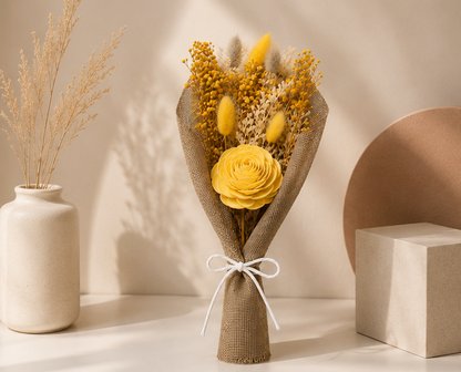 Cherivo Sunlit Meadow dried flower bouquet styled in a home decor setting