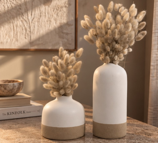 Cherivo Sahara vase set styled on a shelf